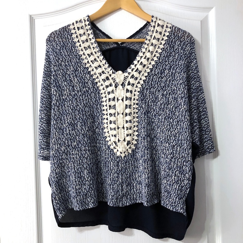 Batwing knit top hi-lo Astrologie California boho
